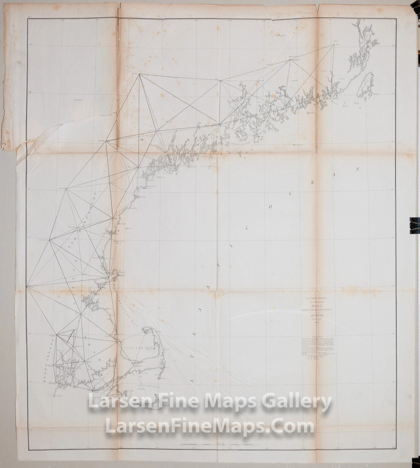 Antique Uscs Chart Martha's Vineyard, Nantucket, Cape Cod, Maine 1854