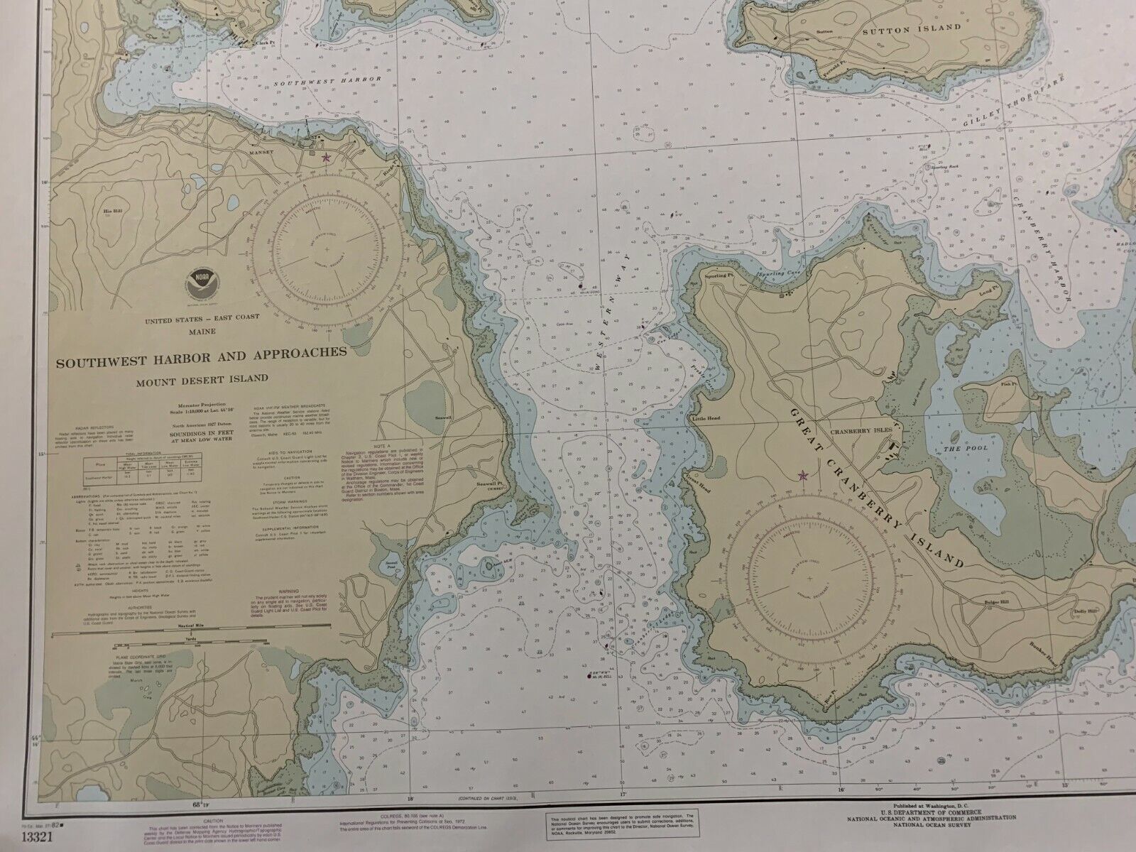 Noaa Chart Maine 1982 Southwest Harbor And Approaches And Mount Desert Island